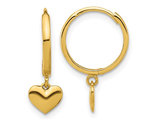 14K Yellow Gold Heart Huggie Hoop Polished Earrings